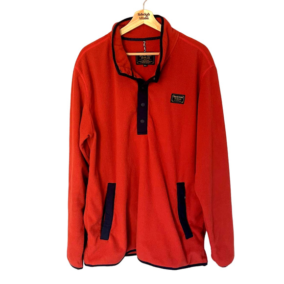 Burton Orange Fleece Quarter Button Down Pullover in Men's Size XL - Picture 1 of 13